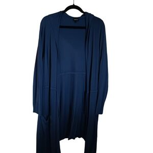 Torrid Plus Size 3 Blue Knit Hooded Open Front Duster Cardigan